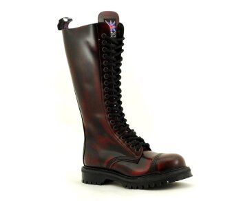 NPS Shoes LTD Premium Ranger Made in England Burgundy Rub Off  20 Eye Steelcap Boot