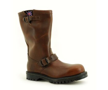 NPS Shoes LTD Premium Ranger Made in England Chocolate Crazy Biker Boot Steelcap Boot 