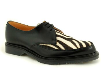 Solovair NPS Shoes Made in England 3 Eye Black/Zebra Apron EUR 43 (UK9)