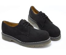 Solovair NPS Shoes Made in England 3 Eye Schwarz Wildleder Stahlkappe Shoe