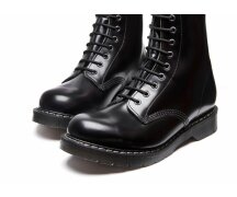 Solovair NPS Shoes Made in England 8 Eye Black Hi-Shine Derby Boot