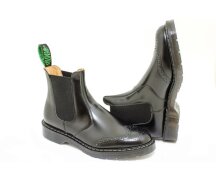 Solovair NPS Shoes Made in England Black Hi-Shine Punched Dealer Chelsea Brogue Boot EUR 41,5 (UK7,5)