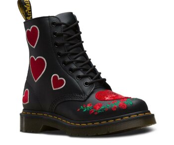 Dr. Martens 8 Loch 1460 Pascal Hearts Black Red Softy T