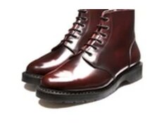 Solovair NPS Shoes Made in England 6 Eye Burgundy Rub Off Hi-Shine Astronaut Derby Ankle Boot