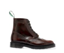 Solovair NPS Shoes Made in England 6 Eye Burgundy Rub Off Hi Shine Brogue Ankle Boot EUR 41 (UK7)