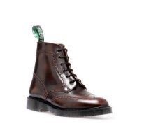 Solovair NPS Shoes Made in England 6 Eye Burgundy Rub Off Hi Shine Brogue Ankle Boot EUR 45,5 (UK10,5)