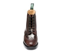 Solovair NPS Shoes Made in England 6 Eye Burgundy Rub Off Hi Shine Brogue Ankle Boot EUR 45,5 (UK10,5)