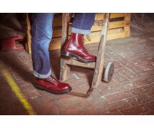 Solovair NPS Shoes Made in England 11 Eye Oxblood Hi-Shine Derby Boot