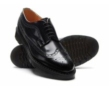 Solovair NPS Shoes Made in England 5 Loch Black Hi-Shine American Brogue Shoe EUR 46 (UK11)