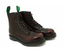 Solovair NPS Shoes Made in England 8 Eye Burgundy Rub-Off Hi-Shine Steel Derby Boot  EUR 39 (UK6)