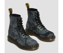Dr. Martens 8 Loch 1460 Pascal Black Charcoal Grey Tie Dye Printed Suede