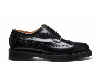 Solovair NPS Shoes Made in England 5 Loch Black Hi-Shine American Brogue Shoe EUR 41,5 (UK7,5)