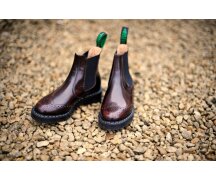 Solovair NPS Shoes Made in England Burgundy Hi-Shine Punched Dealer Chelsea Brogue Boot 