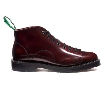 Solovair NPS Shoes Made in England 7 Eye Burgundy Rub-Off Hi-Shine Monkey Boot