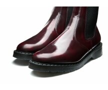 Solovair NPS Shoes Made in England Cherry Red Rub-Off Vegan Hi-Polish Dealer Chelsea Boot