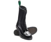 Solovair NPS Shoes Made in England 14 Loch Black Hi-Shine Derby Boot Zip